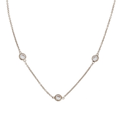 Fine Jewelry 925 Sterling Silver Bezel-set CZ by the Yeard German Necklace