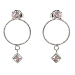 New Design 925 Sterling Silver CZ Round Circle Dangle Stud Earrings