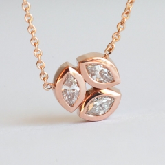 Landou jewelry 925 Silver CZ Diamond Necklace Rose Gold Plated