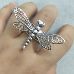 Jewish Jewelry Plain 925 Sterling Silver High Polish Dragonfly Large Ring