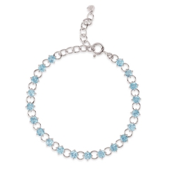 Handmade Sterling Silver Blue Topaz Gemstone Tennis Bracelet Women