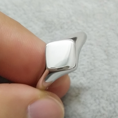 Customized Jewelry 925 Sterling Silver High Polish Square Face Band Ring