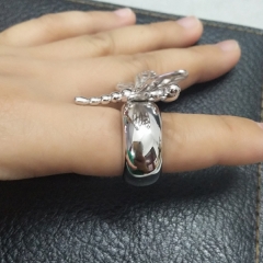 Jewish Jewelry Plain 925 Sterling Silver High Polish Dragonfly Large Ring