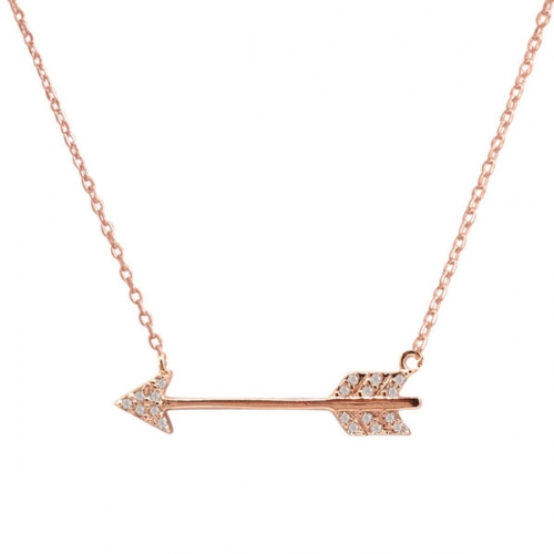 Customized Jewelry Sterling Silver Cubic Zirconia Arrow Necklace for Girls