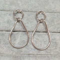 European Stylish Sterling Silver Large Irregular Circle Interlocking Drop Earrings