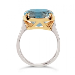 Landou Jewelry 925 Sterling Silver Blue Topaz Gemstone Ring 10x14mm