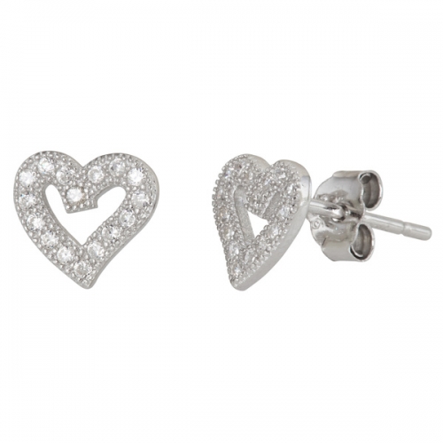 Fashion Jewelry Sterling Silver Micropave CZ Small Heart Stud Earrings