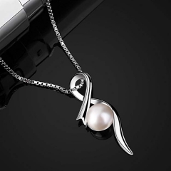 Women Jewelry Sterling Silver High Polish Freshwater Pearl Necklace 6mm