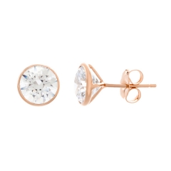 Fashion Jewelry Sterling Silver Bezel-set Cubic Zirconia Stud Earrings