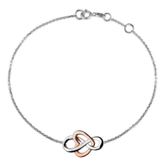 Netherlands Jewelry Plain Sterling Silver Two Tone Heart and Infinity Bracelet