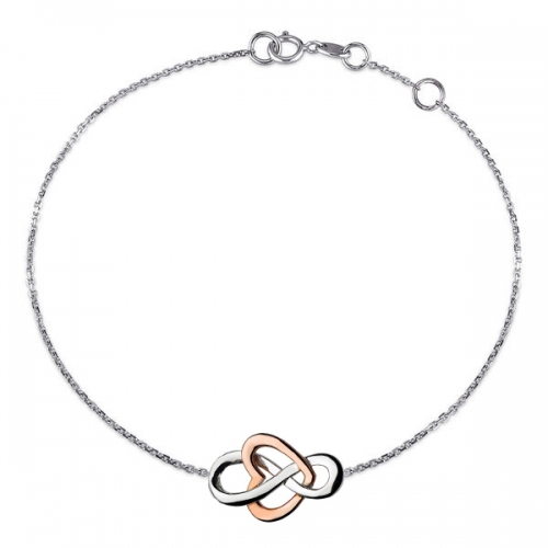 Netherlands Jewelry Plain Sterling Silver Two Tone Heart and Infinity Bracelet