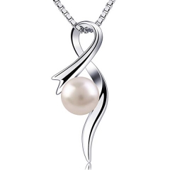 Women Jewelry Sterling Silver High Polish Freshwater Pearl Necklace 6mm