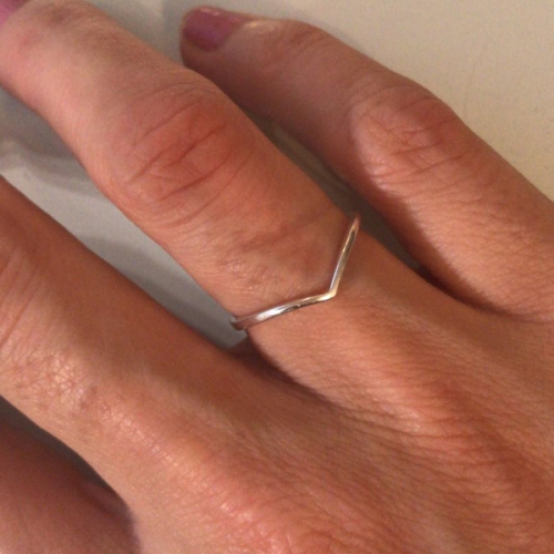 Plain Sterling Silver High Polish Adjustable Thin V Shaped Ring for Women