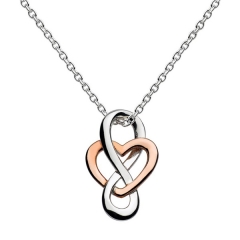 Women Plain Jewelry Sterling Silver Two Tone Heart Infinity Pendant Necklace