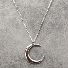 925 Sterling Silver Plain Jewelry High Polish Crescent Moon Necklace UK