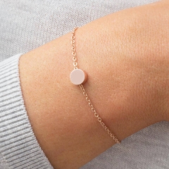 Fashion Plain Jewelry Sterling Silver Custom Small Round Disc Bracelet