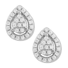 Fine Jewelry 925 Sterling Silver Fake Diamond Teardrop Stud Earrings