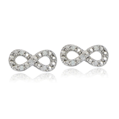 China Wholesale Sterling Silver Pave CZ Small Infinity Stud Earrings