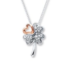 Sterling Silver Pave Setting Cubic Zirconia Four Leaf Clover Necklace Netherlands
