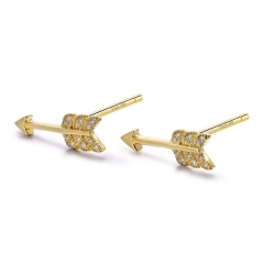 Fine Jewelry Sterling Silver Fake Diamond Feather Arrow Stud Earrings