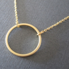 Fashion Jewelry Sterling Silver Plain High Polish Big Round Circle Necklace