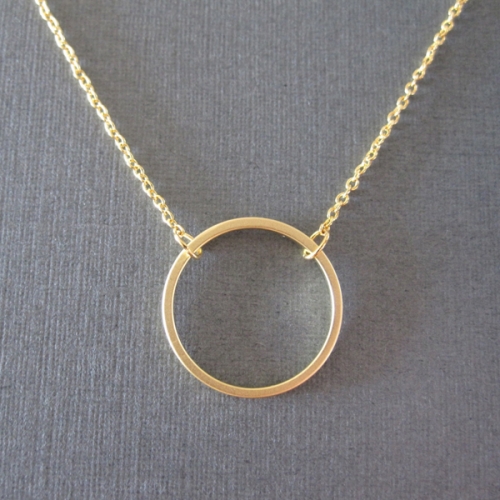 Fashion Jewelry Sterling Silver Plain High Polish Big Round Circle Necklace