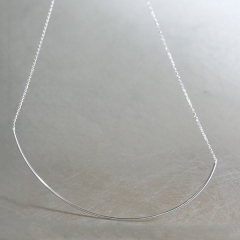 Fine Jewelry 925 Sterling Silver Women Thin Curved Bar Line Necklace
