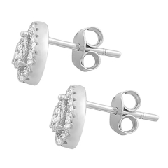 Fine Jewelry 925 Sterling Silver Fake Diamond Teardrop Stud Earrings