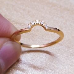 Sterling Silver 14K Yellow Gold Artificial Diamond Tiny Finger Ring Set