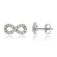 China Wholesale Sterling Silver Pave CZ Small Infinity Stud Earrings