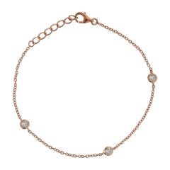 Hot Sale Sterling Silver Rose Gold Plated CZ Diamond by the Yard Bracelet