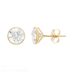 Fashion Jewelry Sterling Silver Bezel-set Cubic Zirconia Stud Earrings
