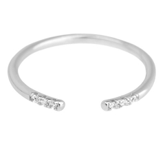 Simple Design 925 Sterling Silver Cubic Zirconia Tiny Open Band Ring