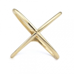 High Polish Solid Sterling Silver Gold Over Criss-cross Finger Ring Women