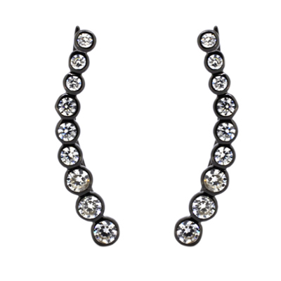 Fashion 925 Sterling Silver Bezel-set CZ Long Pin Ear Climber Earrings