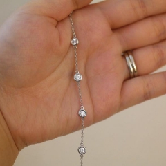 925 Sterling Silver Bezel-set CZ by the Yard Bracelet with Best Price