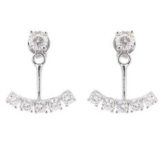 Fancy Jewelry Sterling Silver Cubic Zirconia Ear Jacket Drop Earrings for Her