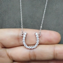 Women Jewelry 925 Sterling Silver Cubic Zirconia Horseshoe Necklace