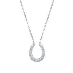 Fashion Sterling Silver Cubic Zirconia Horseshoe Necklace for Best Friends