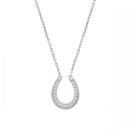 Fashion Sterling Silver Cubic Zirconia Horseshoe Necklace for Best Friends