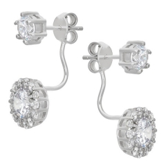 Sparkly Cubic Zirconia Sterling Silver Front and Back Drop Earrings for Women