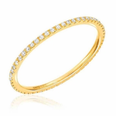 Full CZ Band,925 Sterling Silver Micropave CZ Thin Eternity Band Ring