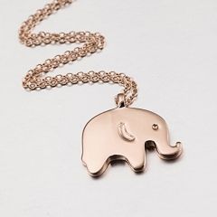 High Polish 925 Sterling Silver Gold Over Girls Small Elephant Necklace