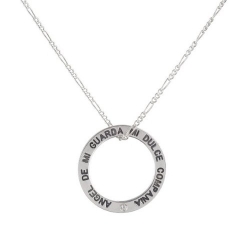 925 Solid Sterling Silver Custom Engraved Round Circle Necklace