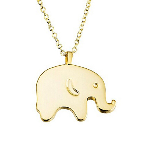 High Polish 925 Sterling Silver Gold Over Girls Small Elephant Necklace