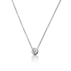 Landou Jewelry 925 Sterling Silver Cubic Zirconia Solitaire Necklace Women