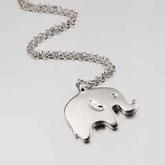 High Polish 925 Sterling Silver Gold Over Girls Small Elephant Necklace