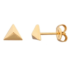 Landou Jewelry Sterling Silver 14K Gold Plain Tiny Triangle Stud Earrings