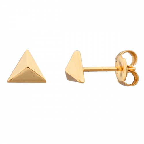 Landou Jewelry Sterling Silver 14K Gold Plain Tiny Triangle Stud Earrings