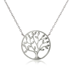 Fine Jewelry Sterling Silver High Polish Tree of Life Pendant Necklace